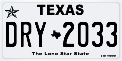 TX license plate DRY2033