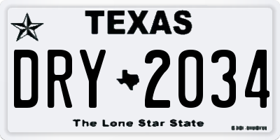 TX license plate DRY2034