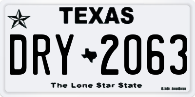 TX license plate DRY2063