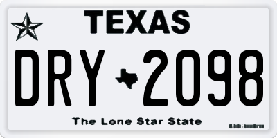 TX license plate DRY2098