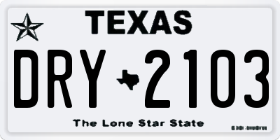 TX license plate DRY2103