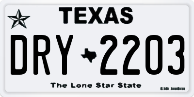 TX license plate DRY2203