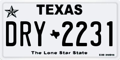 TX license plate DRY2231