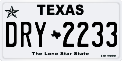 TX license plate DRY2233