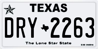 TX license plate DRY2263