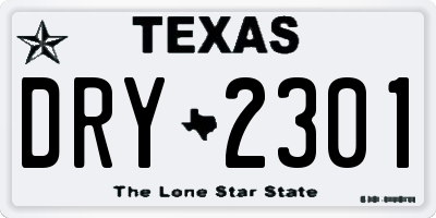 TX license plate DRY2301