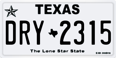 TX license plate DRY2315