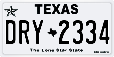 TX license plate DRY2334