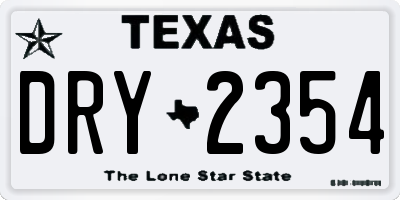 TX license plate DRY2354