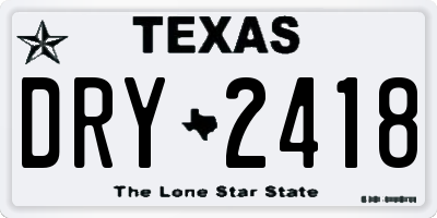 TX license plate DRY2418