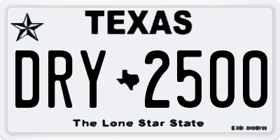 TX license plate DRY2500