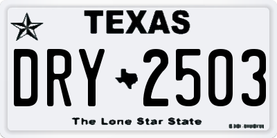 TX license plate DRY2503