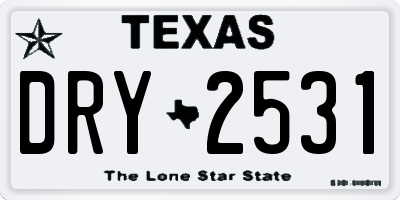 TX license plate DRY2531