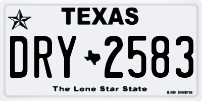 TX license plate DRY2583