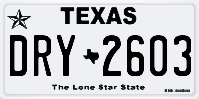 TX license plate DRY2603