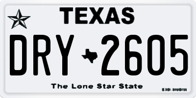 TX license plate DRY2605