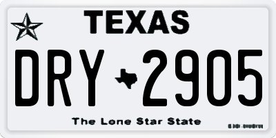 TX license plate DRY2905