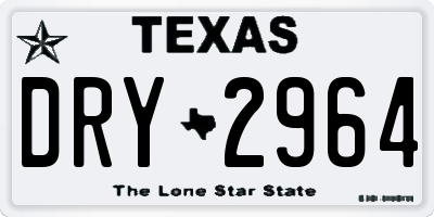 TX license plate DRY2964