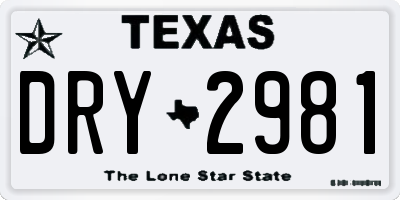 TX license plate DRY2981