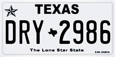 TX license plate DRY2986