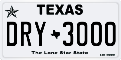 TX license plate DRY3000