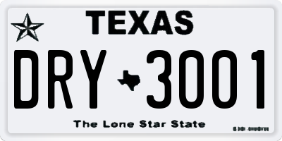TX license plate DRY3001