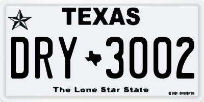 TX license plate DRY3002
