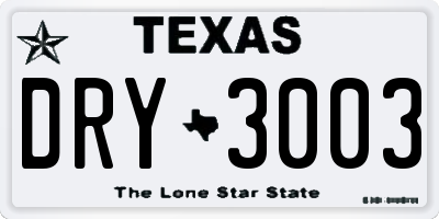 TX license plate DRY3003