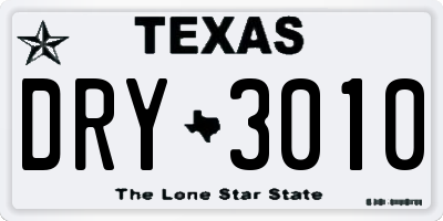 TX license plate DRY3010
