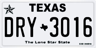 TX license plate DRY3016