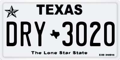 TX license plate DRY3020
