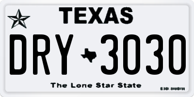 TX license plate DRY3030