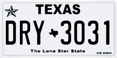 TX license plate DRY3031