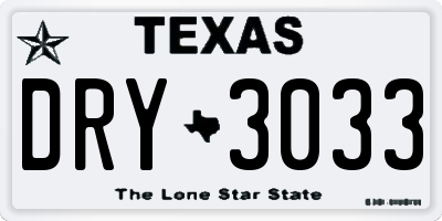 TX license plate DRY3033