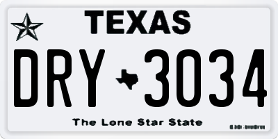 TX license plate DRY3034