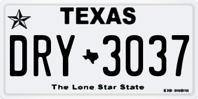 TX license plate DRY3037