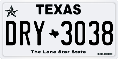 TX license plate DRY3038