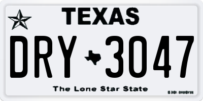 TX license plate DRY3047