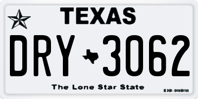 TX license plate DRY3062