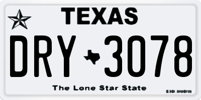 TX license plate DRY3078