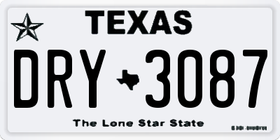 TX license plate DRY3087