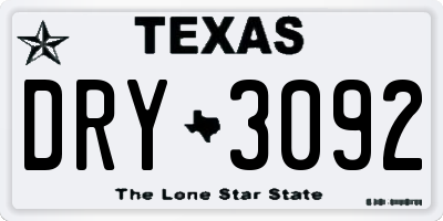 TX license plate DRY3092