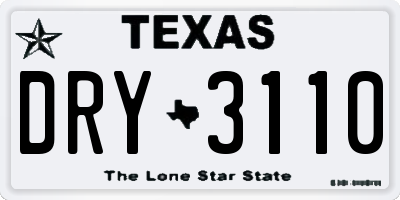 TX license plate DRY3110