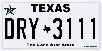 TX license plate DRY3111