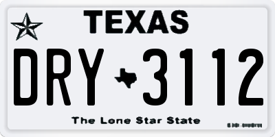 TX license plate DRY3112