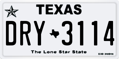 TX license plate DRY3114