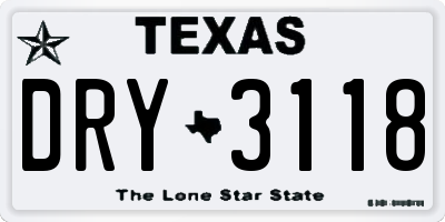 TX license plate DRY3118