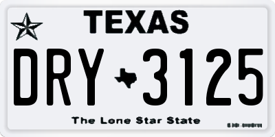 TX license plate DRY3125