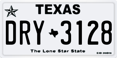 TX license plate DRY3128