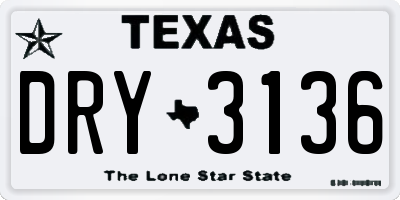 TX license plate DRY3136